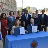 Local leaders at housing site