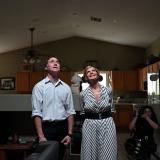 Congresswoman Lee with homeowner Bill Huggins