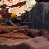 Congresswoman Lee rock climbing with Alex Honnold