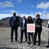 Nevada Housing Coalition Executive Director Maurice Page, Olympia Companies Executive Vice President Chris Armstrong, Southern Nevada Home Builders Association CEO Tina Frias, Congresswoman Susie Lee, Senator Catherine Cortez Masto. 