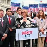 Rep. Susie Lee, D-Nev., speaks during a news conference