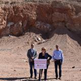 Rob Ghiglieri, Rep. Susie Lee, and Corey Fisher at Arden Gypsum Mine  