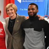 Congresswoman Lee with SOTU guest Hoffman Madzou