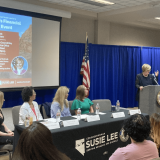 Congresswoman Susie Lee presents to audience