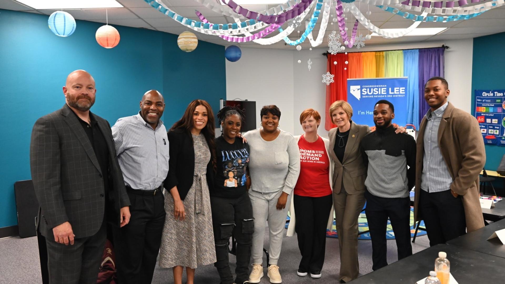 Congresswoman Lee with gun violence roundtable participants