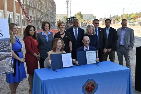 Local leaders at housing site