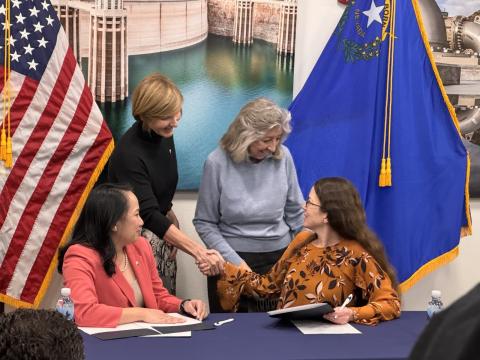 Congresswoman Lee with Commissioner Touton, Deputy SNWA Manager Colby Pellegrino, and Rep. Dina Titus