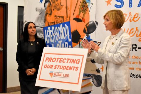 Rep. Susie Lee, D-Nev., speaks during a news conference