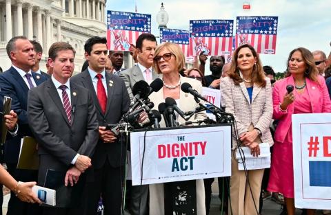 Rep. Susie Lee, D-Nev., speaks during a news conference