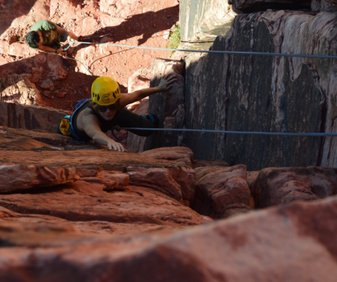 Congresswoman Lee climbing with Alex Honnold