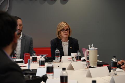 Rep. Susie Lee speaks during a roundtable