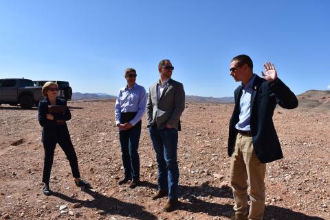 Rep. Susie Lee, Corey Fisher, Rob Ghiglieri, and Garrett Wake at Arden Gypsum Mine  