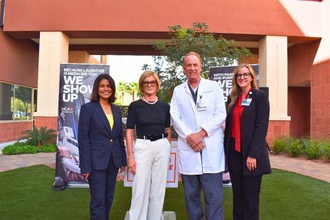 HCA Healthcare Far West Division President Jackie Van Blaricum, Congresswoman Susie Lee, Southern Hills Hospital Chief of Surgery Dr. Mark Glyman, and Southern Hills Hospital Chief Nursing Officer Courtney Ogle 