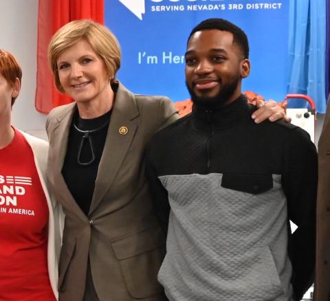 Congresswoman Lee with SOTU guest Hoffman Madzou