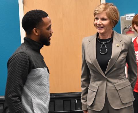 Congresswoman Lee with SOTU guest Hoffman Madzou