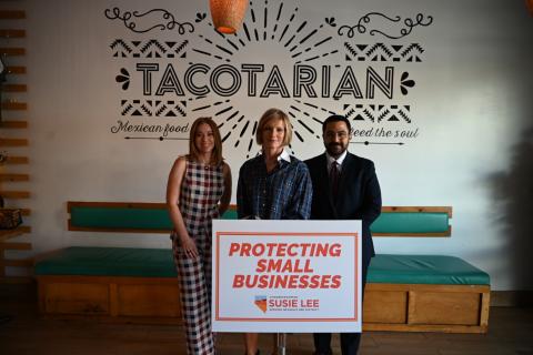 Kristen Corral, Rep. Susie Lee, and Peter Saba