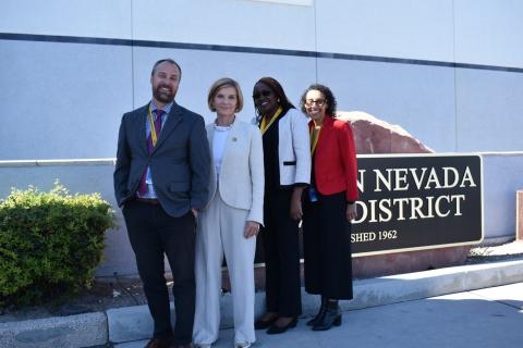 CEO of the Southern Nevada Community Health Centers Randy Smith, Congresswoman Susie Lee, Southern Nevada Health District Community Health Nurse Manager Merylyn Yegon, and Southern Nevada Community Health Center Behavioral Health Manager Tabitha Johnson