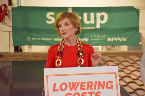 Rep. Susie Lee speaks during a news conference