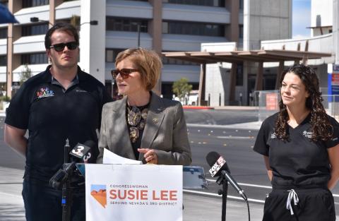 Luis Aceves, Rep. Susie Lee, and Dr. Lyndsey van der Laan speak