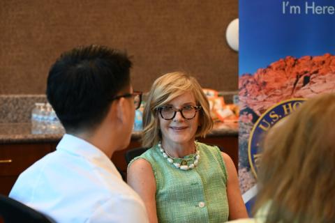 Rep. Lee and Roundtable Attendee