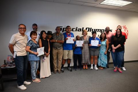 Congresswoman Lee, 2026 Special Olympics USA Medalists, and their families