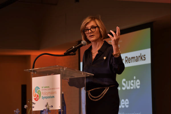Rep. Susie Lee speaks during an event