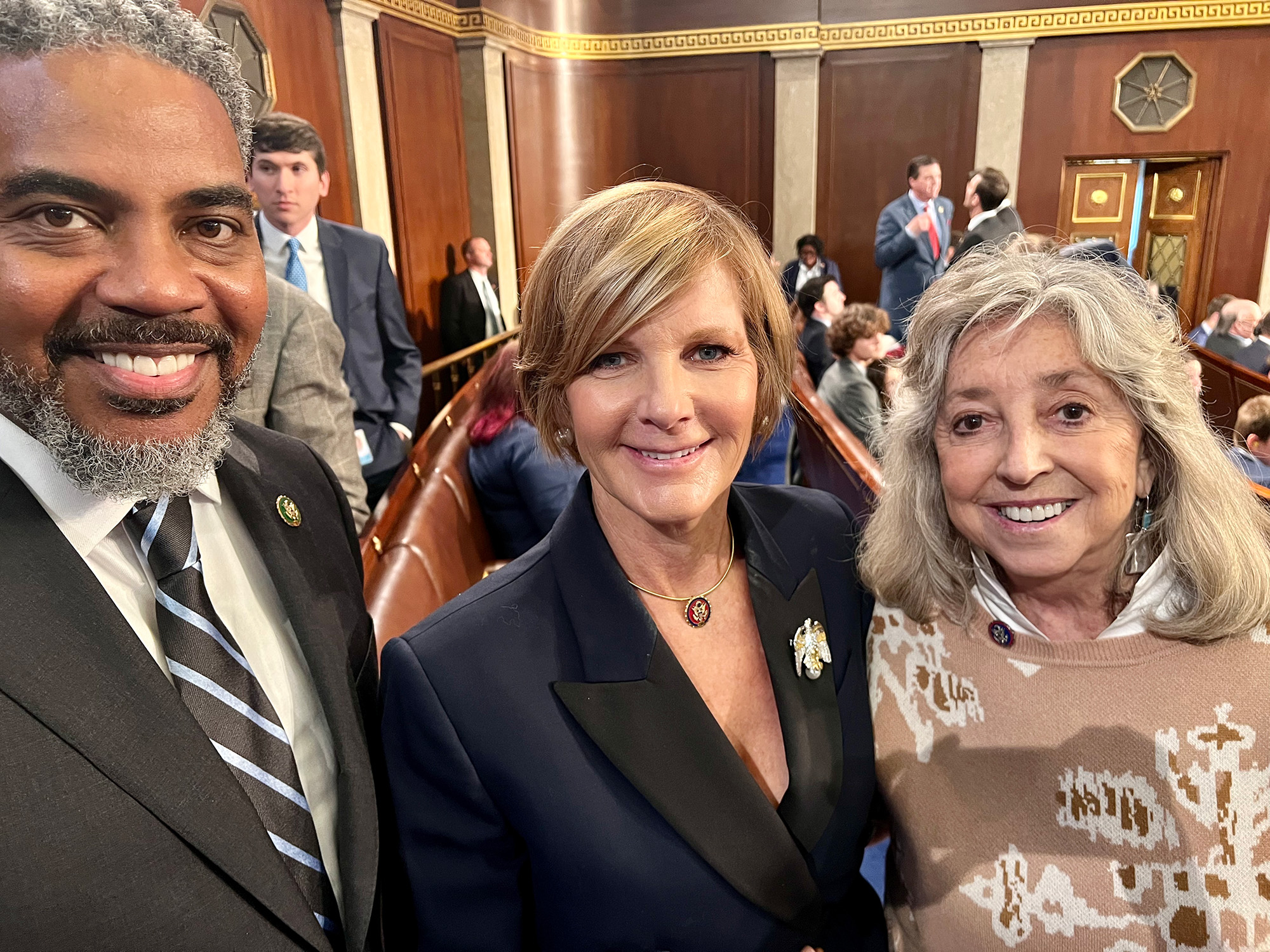 Congressman Steven Horsford (NV-04), Congresswoman Susie Lee (NV-03), and Congresswoman Dina Titus (NV-01) on the House floor during Tuesday's first round votes for speaker 