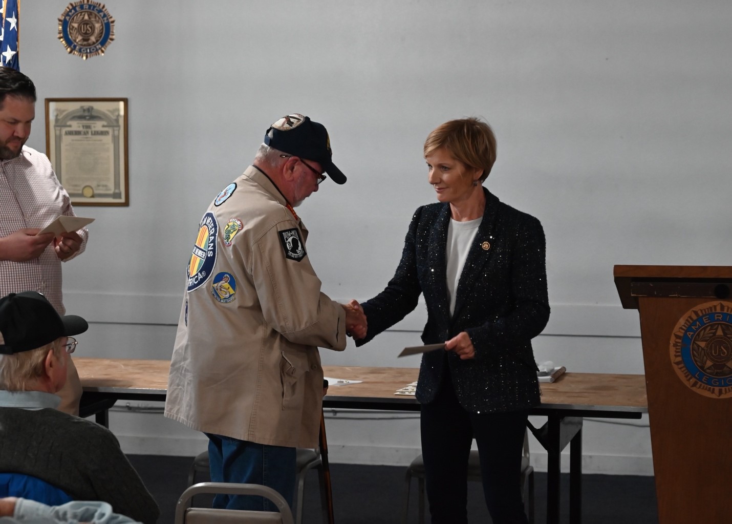 Congresswoman Lee pinning local veteran