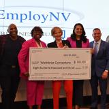 Congresswoman Lee presenting check to Workforce Connections