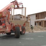 Crane working in development of residential area