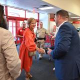 Congresswoman Lee inside Target with law enforcement officials
