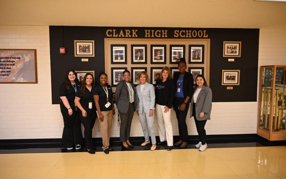 Congresswoman Lee with Clark High School staff