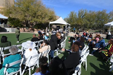 Congresswoman Lee with local leaders, small business owners, performers, and southern Nevada families at the 15th annual Black History Month Festival at the Springs Preserve